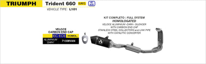 Kit completo racing con terminale Veloce in alluminio Dark