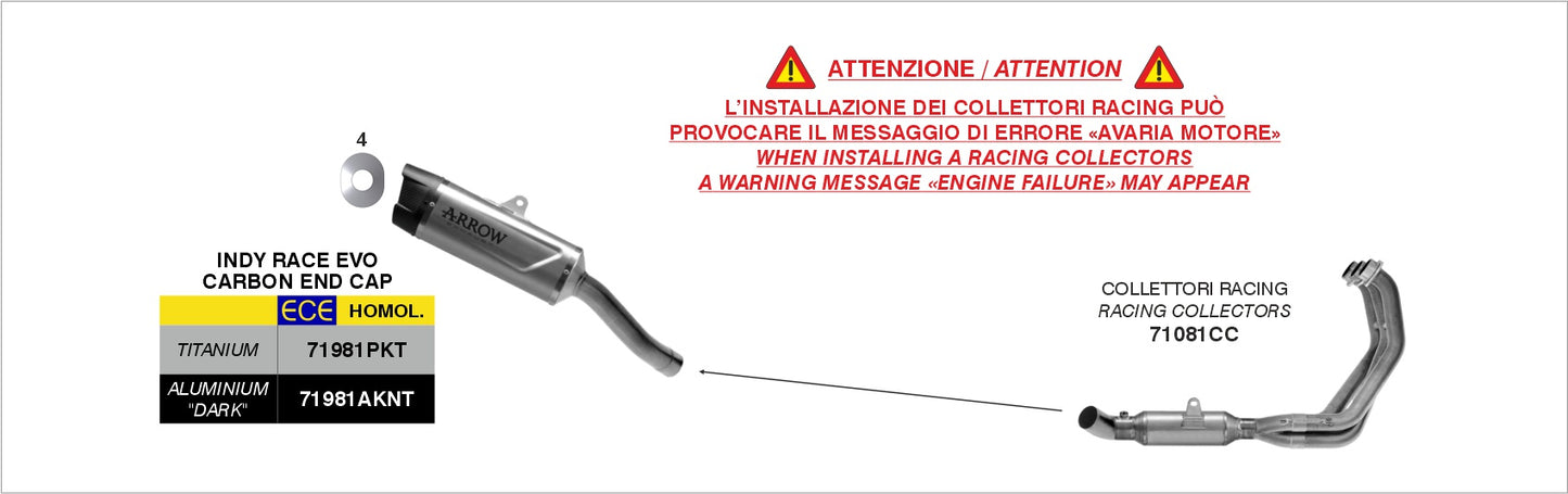 Kit completo omologato con terminale Indy Race EVO in titanio