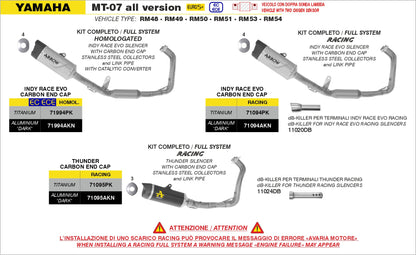Kit completo racing con terminale Indy Race EVO in alluminio Dark