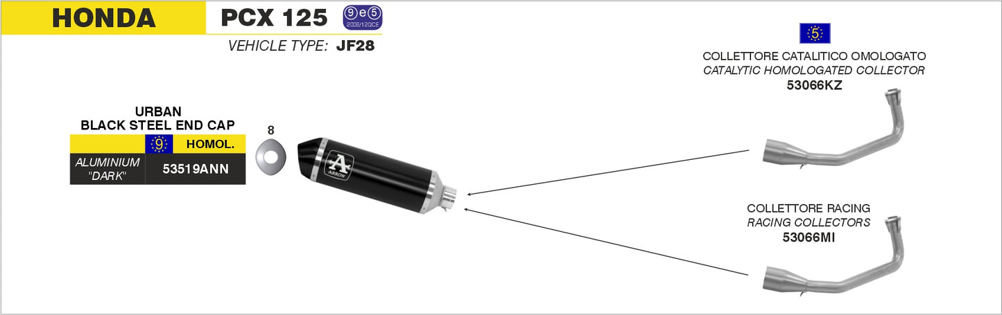 Terminale Urban acciaio inox con fondello Dark