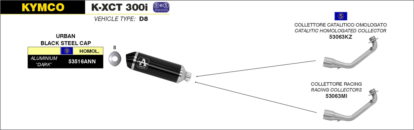 Terminale Urban acciaio inox con fondello Dark