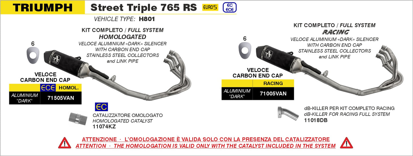 Kit completo racing con terminale Veloce in alluminio Dark