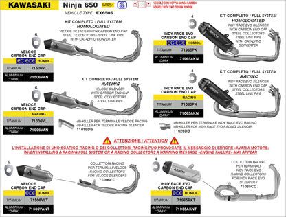 Kit completo omologato con terminale Veloce in alluminio Dark